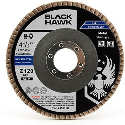 BHA Grinding and Sanding Flap Discs T27, 4-1/2" x 7/8", 120 Grit - 10 Pack