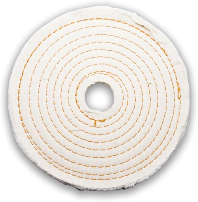 Benchmark Abrasives 6" Cotton Spiral Buffing Polishing Wheel for Bench Grinder with 1/4" Mandrel, for Polishing Finishing Smoothing on Aluminum, Stainless Steel (Cotton Spiral)
