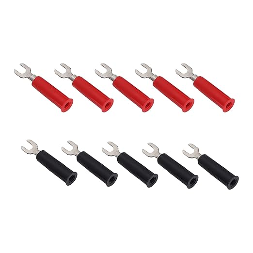 10Pcs 4mm U/Y Type Electrical Crimp Terminals, Banana Plug Adapter Insulated Fork Spade Wire Connector Conversion U Plug Into Banana Jack Adapter Accessories for Banana Plug Multimeter