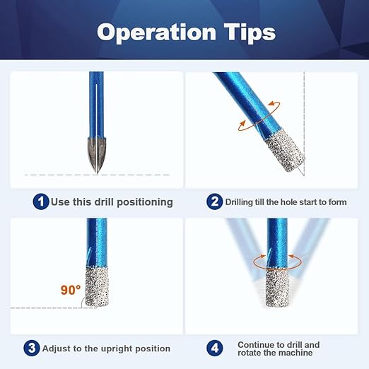 Dry Diamond Core Drill Bit Set,BRSCHNITT 1/4"*2,5/16",3/8" Diamond Hole Saw& 1/4"*3,5/16"*2,3/8" Carbide Drill bits with Triangle Shank for Porcelain Tile Ceramic Stone Granite Marble(10pcs)