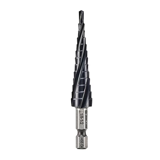 ZELCAN 13 Sizes M35 Cobalt Step Drill Bit, 1/8" to 1/2" Four Spiral Flute Step Drill Bit for Metal, Titanium-Coated HSS Step Bit with 1/4" Hex Shank for Stainless Steel Aluminum Copper Wood Plastic