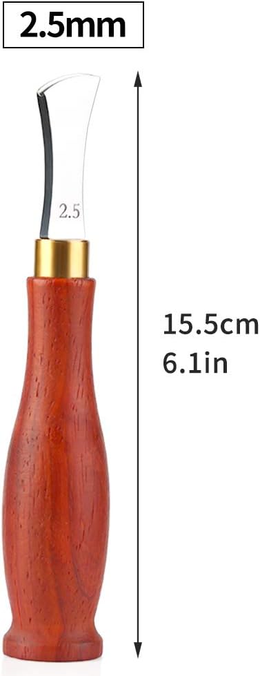 UOOU Leather Edge Creaser,2.5mm Professional Leather Tool,Edge Creaser Stainless Steel Red Wood Handle Tool for Beginners DIY Leather Craft