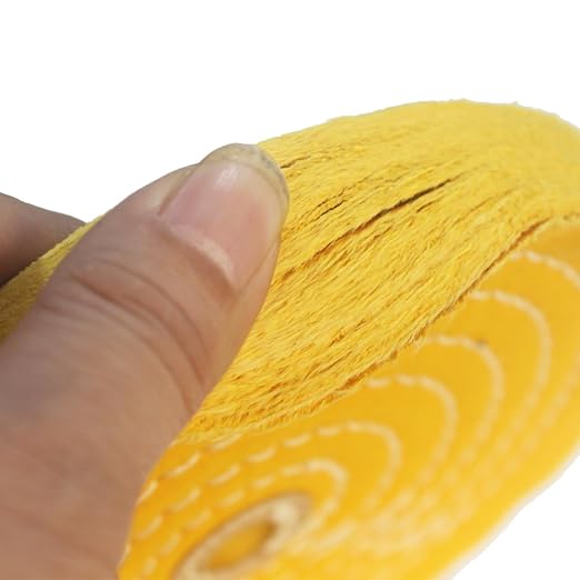 𝐋𝐮𝐨 𝐤𝐞 2 Pcs 6'' Extra Thick Cotton Buffing Wheel - 55 Ply Spiral Sewn Muslin Cotton Polishing Wheel with 1/2'' Arbor Hole for Bench Grinder Table Grinder (Yellow)