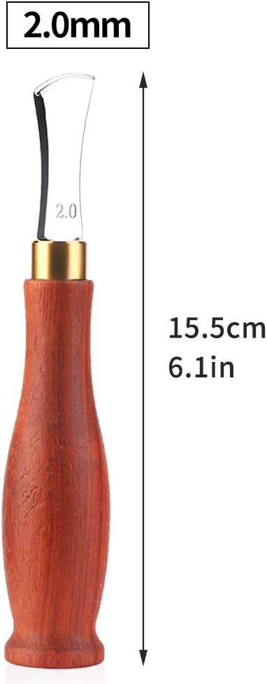 UOOU Leather Edge Creaser,2.0mm Professional Leather Tool,Edge Creaser Stainless Steel Red Wood Handle Tool for Beginners DIY Leather Craft