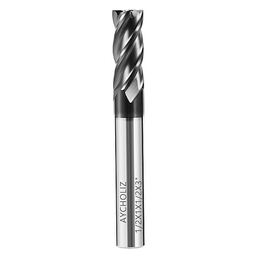 1/2" Carbide End Mill Bits Set for Alloy & Hardened Steels - Hrc55 Micro Grain, 4-Flute Milling Cutter with AlTiN Coating, CNC Router Bits, High-Performance Milling Bits