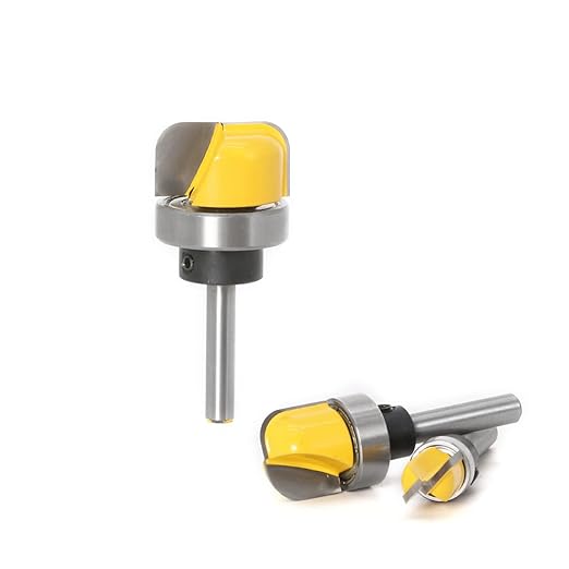 3Pcs 1/4" Shank 1/2",3/4",1-1/8" Carbide Round Nose Groove Router Bit Set Template Router planing Head Set with Ball Bearing Engraving Router planing Head Wood Cutter Woodworking Tools
