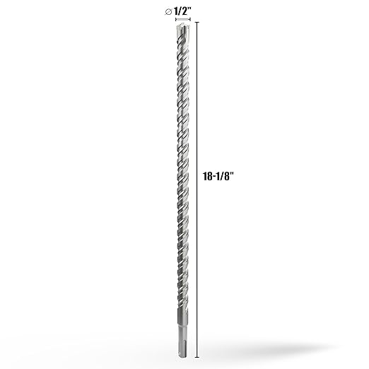 CSOOM SDS Plus Rotary Hammer Drill Bit 1/2"x18.11", Professional Concrete Drill Bit for Concrete, Brick, Stone and Cement Walls