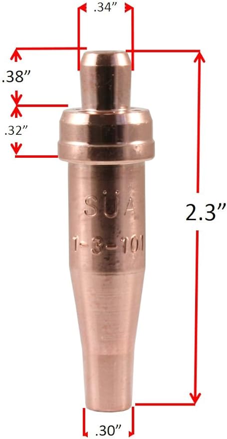 SÜA - Medium Duty Oxy-Fuel Torch with Check Valves, Cutting, Heating and Welding Tips (Acetylene) - Compatible with Victor