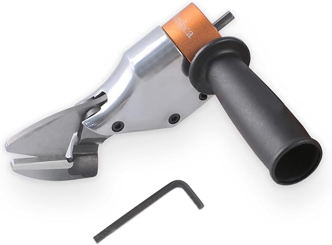 Professional Sheet Metal Cutter Drill Attachment, Heavy Duty Metal Shear Attachment with 360° Pivoting Handle, Power Tool Accessory for Curved & Straight Cutting on Steel, Aluminum & Iron- O