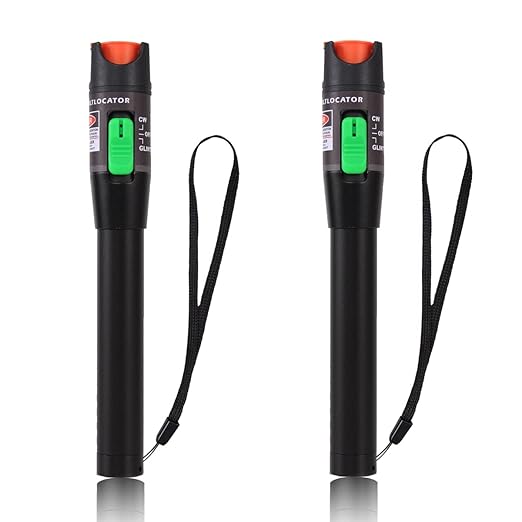 2PCS Visual Fault Locator 30KM Fiber Optic Cable Tester Meter Red Light VFL with 2.5mm Universal Connector for FC/SC/ST Adapter Pen for CATV Telecommunications Engineering Maintenance