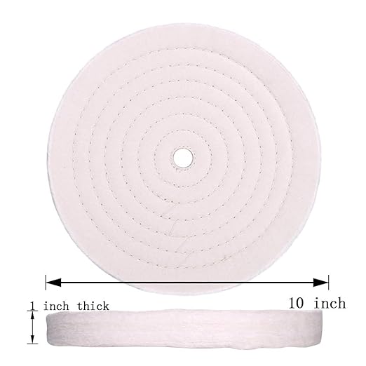 Buffing Polishing Wheel 10 inch Extra Thick Fine Cotton (70 Ply) for Bench Grinder with 3/4'' Arbor Hole,2 Pack