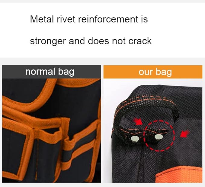 Multifunction Electrician Tool Bag Tool Waist Bag Tool Storage Bag Heavy Duty Tool Bag Tool Carrier for Home Garden Construction (Orange)