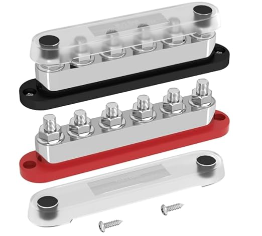 400A Bus Bar 12V Power Distribution Block with 5/16" Studs,Marine Battery Bus Bar Terminal Block Positive & Negative for Automotive Car Boat Solar System (600A 6 x 3/8" Terminal Studs)