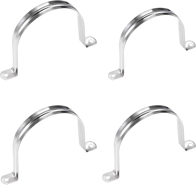4 Pcs 5inch Rigid Pipe Strap,Two Hole Stainless Steel Strap U Bracket, Widened Tube Strap Tension Clip Assortment Kit Heavy Duty Pipe Clamp for Pipe Fixing（133mm）