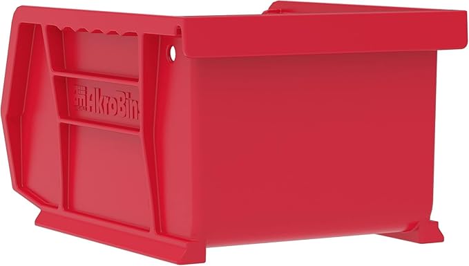 Akro-Mils 30210 AkroBins Plastic Storage Bins, Space-Saving Stackable Bins for Garage, Pantry, Craft Organization, 5-" x 4-" x 3-", Red, 24-Pack