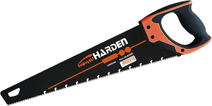 Tools 16" (405mm) Pro Hand Saw – #65 Mn Steel Blade, Heat Treated, HRC >53 Teeth Hardness, 3-Sided Grinding Teeth, Soft TPR Handle