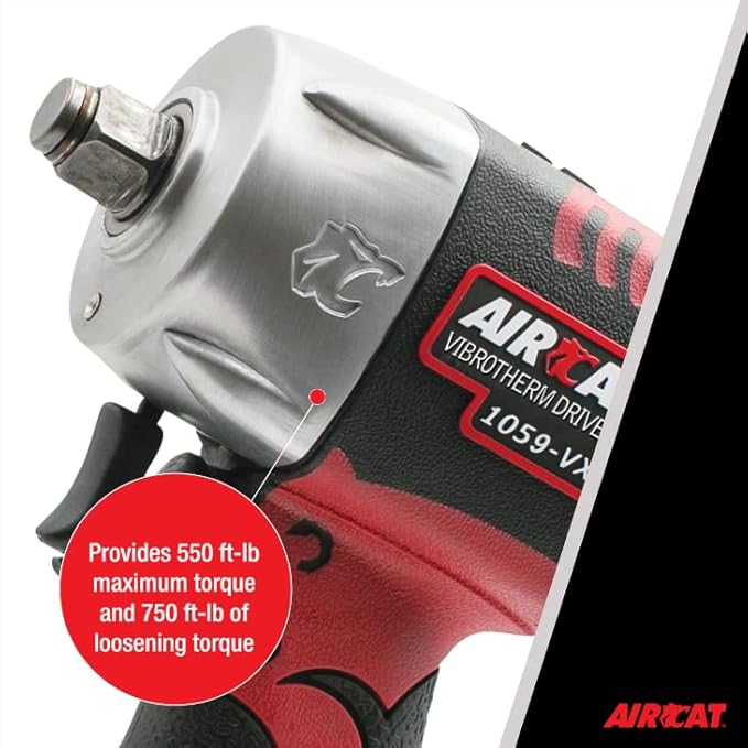 AIRCAT Pneumatic Tools 1059-VXL: 3/8-Inch Vibrotherm Drive Composite Compact Impact Wrench 750 ft-lbs of Torque
