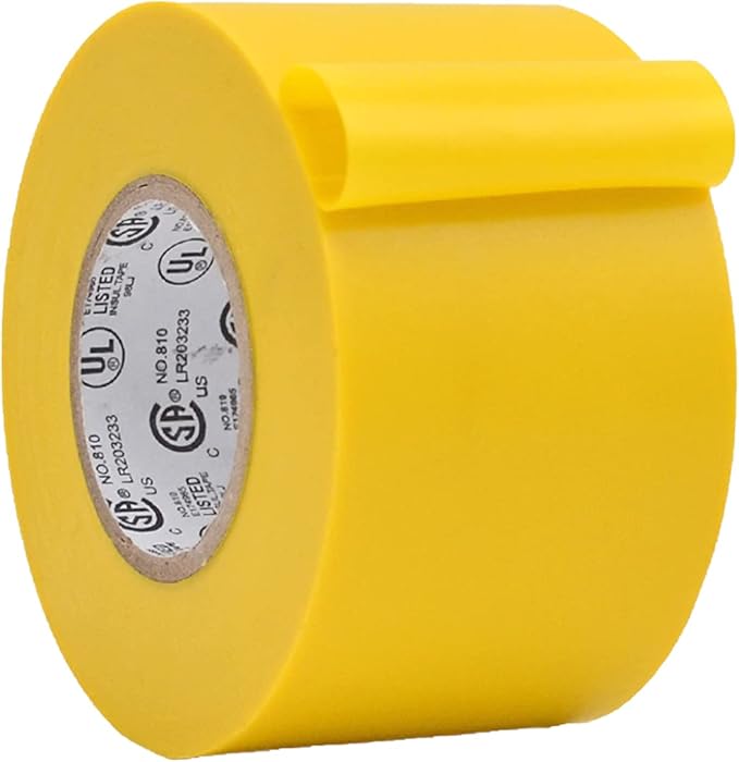 WOD ETC766 Professional Grade General Purpose Yellow Electrical Tape UL/CSA Listed core. Vinyl Rubber Adhesive Electrical Tape: 2 inch X 66 ft. - Use at No More Than 600V & 176F (Pack of 1)