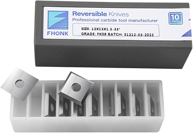 12mm Square Straight Carbide Cutters, for Woodturning Replacement Cutter Knives, Fits Spiral, Helical Planer Cutter, Wood Lathe Turning Tool, 10-Piece (12x12x1.5-35°)