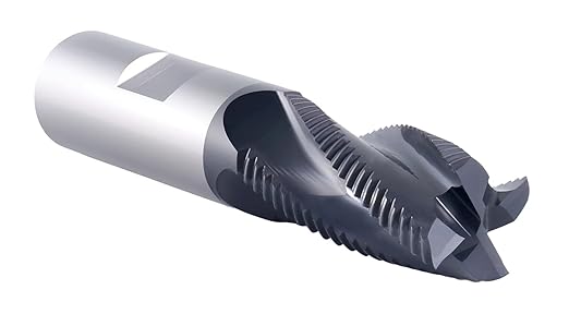 Accusize Industrial Tools 3/4'' Fine Tooth M42 8% Cobalt Tialn Roughing End Mill, 3/4'' Shk Dia, 1-5/8'' Flute Length, 3-3/4'' Oal, 4 Flute, 1104-0034