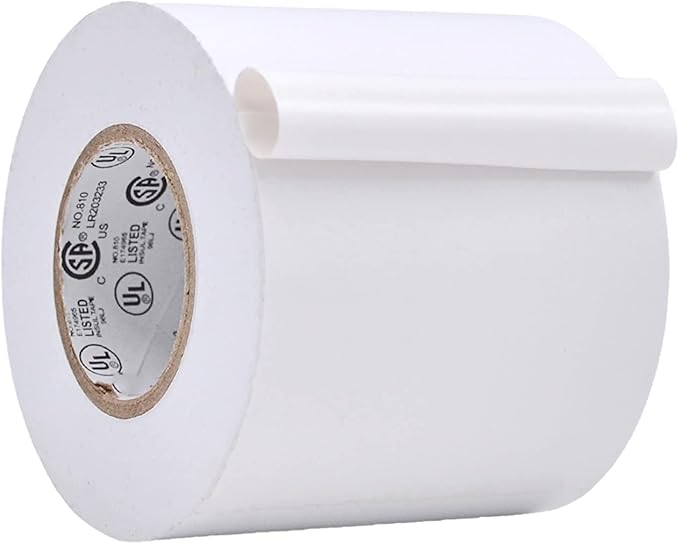 WOD ETC766 Professional Grade General Purpose White Electrical Tape UL/CSA Listed core. Vinyl Rubber Adhesive Electrical Tape: 3 inch X 66 ft - Use at No More Than 600V & 176F (Pack of 1)