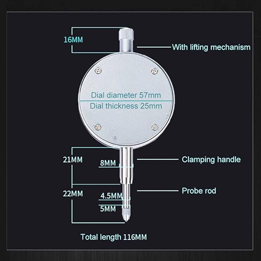 Digital Dial Indicator Electronic Dial Test Gauge 0.01mm/0.0005inch, 0-12.7mm，IP54 Waterproof and Dust Proof