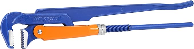 Swedish Pattern Type A pipe Wrench: Size 1" with 40 mm Max Jaw Opening, 12 inch x 90 Degree Angle Corner Pipework, Red Lacquered Finish