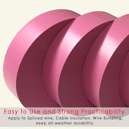 Pink Electrical Tape, 66 feet x 3/4 inch,Waterproof,Strong Adhesive, Vinyl Rubber Adhesive Electrical Tape Use at No More Than 600V & 176℉