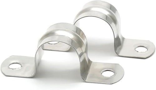 20 Pack 3 Inch 75mm U Bracket Rigid Pipe Strap Clamp, Two Hole Strap U Tube Pipe Conduit Clamp Clip for Pipe Fixing