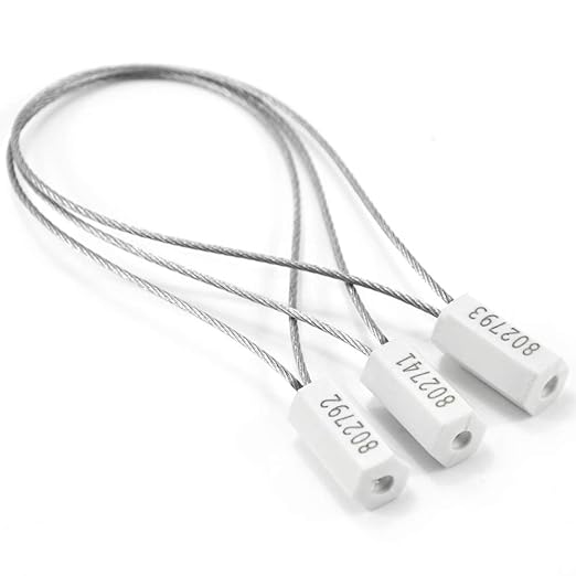 Tamper Proof Security Cable Tags for Truck Trailer Pull-Tite Metal Shipping Seals Numbered Padlock Seals for Container(Pack of 500 pcs, White)