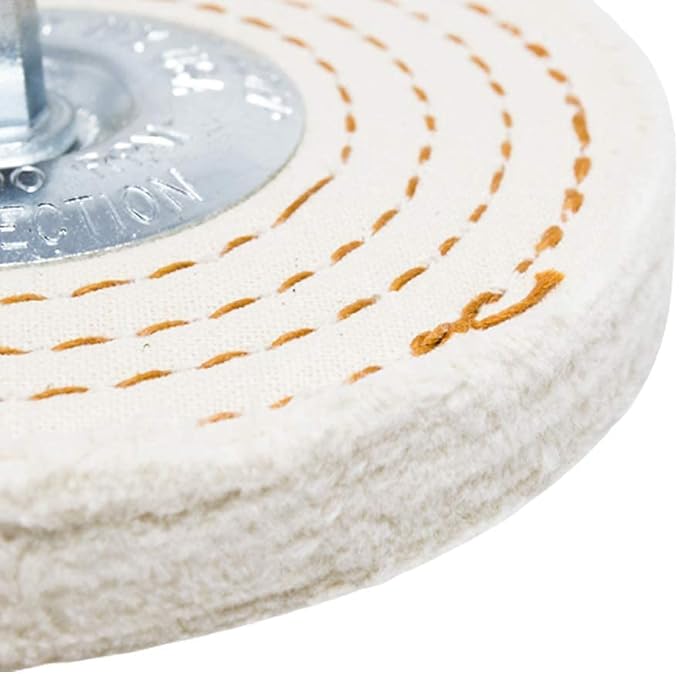 Benchmark Abrasives 4" Cotton Spiral Buffing Polishing Wheel for Bench Grinder with 1/4" Mandrel, for Polishing Finishing Smoothing on Aluminum, Stainless Steel (Cotton Spiral)