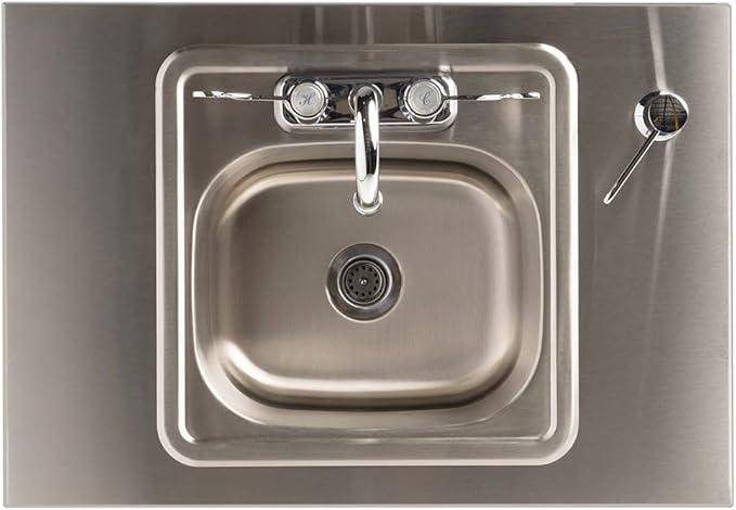 Ozark River Portable Sinks Elite LS1, Free Standing Portable Concession Sink, Commercial Restaurant Portable Sink with Hot Water, Stainless Food Service Sink, White Doors-White Edges