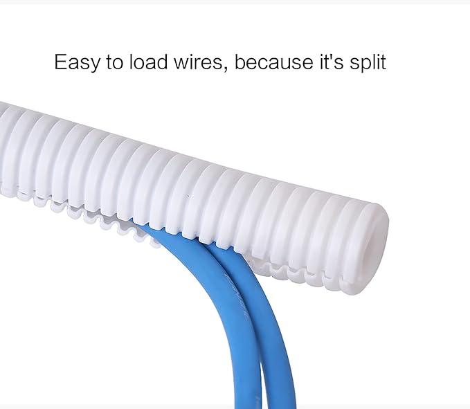 Alex Tech 50ft - 1 inch Split Wire Loom Tubing - White