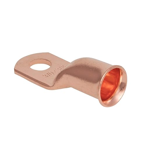 10PCS 3/0AWG - 3/8''Stud Heavy Duty Copper Terminals,Battery Cable Crimp Lugs,Battery Cable Ends,Bare Copper Eyelets Tubular Ring Terminals,Closed End Crimp Electric Connectors