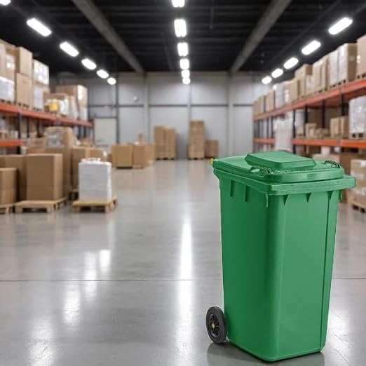 PRO&Family Wheeled Outdoor Trash Can Garbage Can Garage Trash Can for Restaurants/Hospitals/Offices/Back of House/Warehouses/Home (Green, 64 Gallon)