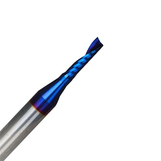 O Single Flute Upcut Spiral End Mill CNC Router Bit with NACO Coating for Plastic Cutting with Mirror Finish (1, 1/8 D x 1/2 CH x 1/4 SHK x 2L) UT188