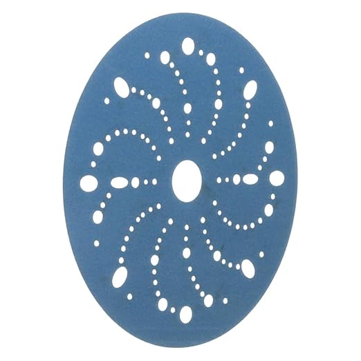 3M AMAPR Hookit 3M Blue Abrasive Discs 36180, Multi-Hole, Featheredging, Primer Sanding, Paint Preparation, 6 in, 320 Grade, 50 Discs/Carton