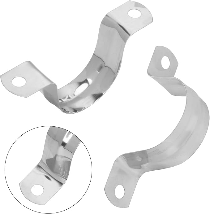 200 PCS 1-3/8 Inch Stainless Steel Rigid Pipe Strap, 1-3/8 Inch Conduit Clamps, U Bracket Mounting Clamps with Two Hole, U Tube Pipe Clamp for Chemical Industry, Commercial