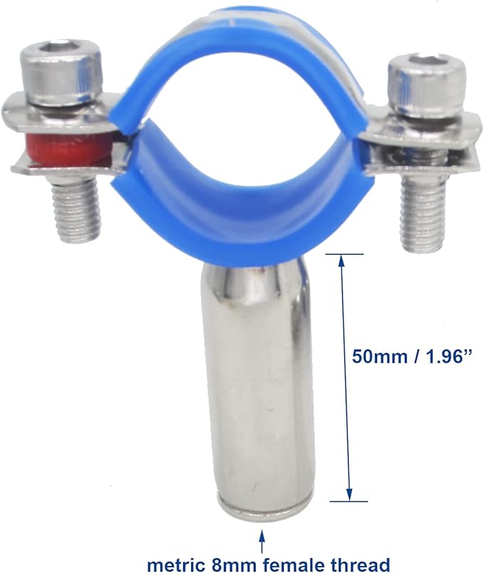 Stainless Steel Adjustable Pipe Clamp Bracket - Wall/Ceiling Mount Support for 3/4-Inch (25mm) Pipe, Heavy-Duty Rustproof Brackets with Screws, Female Type, Set of 2