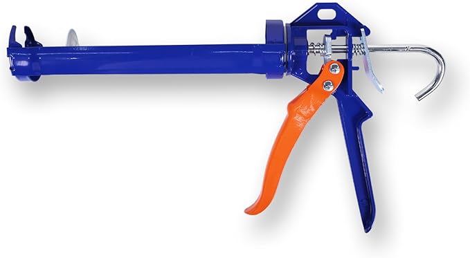 9" Caulk Gun,Sealant Finishing Tool for Kitchen Bathroom Sink Joint,No Drip Silicone Gun with Rotating Cradle,Smooth Round Rod for 10oz Caulk Tubes