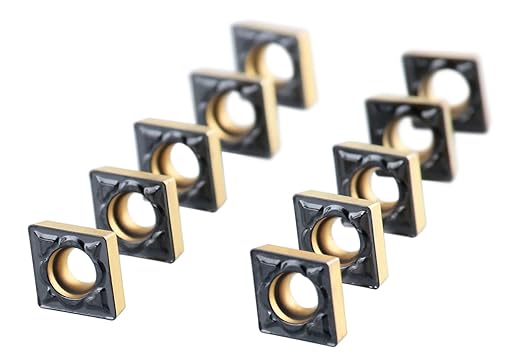 Accusize Industrial Tools Ccmt21.51-Md Cvd Coated Carbide Inserts, 10 Pcs/Box, Black and Yellow, 2200-1008