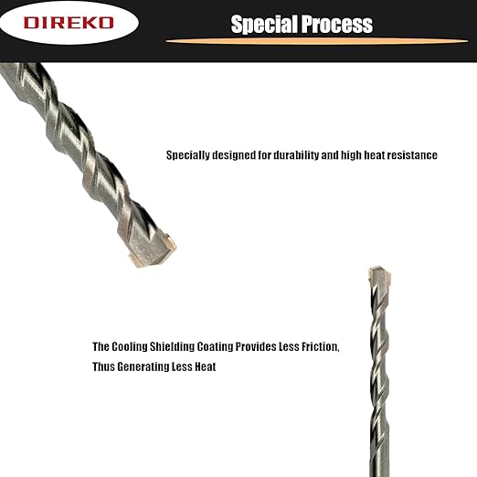 Direko SDS Plus Rotary Hammer Drill Bits 5-Piece Carbide-Tipped for Masonry，Concrete,Brick Granite etc (HD-A1/4 x8)