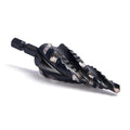 Four Spiral Flute M35 Cobalt Step Drill Bit Set 3/16" - 7/8"(12 Sizes),Impact Ready Four Flute Step Drill Bit,1/4" Hex Shank Step Bits for Metal, Stainless Steel, Aluminum, Wood, Plastic