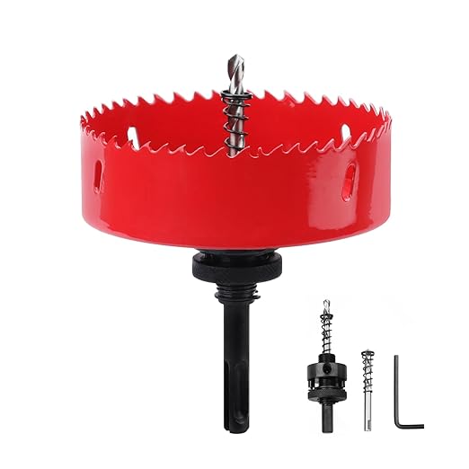 6 inch / 152mm Hole Saw with SDS Plus Arbor and Hex Shank Arbor, HSS Bi-Metal Hole Drilling Cutter for Wood Boards Plastic and Thin Metal (6 inch / 152mm)