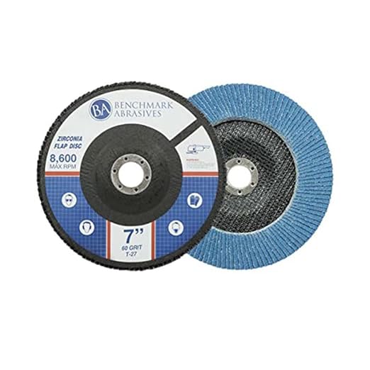 Benchmark Abrasives 7" x 7/8" Premium High Density Jumbo Zirconia Type 27 Flap Discs for Angle Grinder, 7 Inch Sanding Discs, Finishing, Deburring, Rust Removal - Grinding Wheels - (10 Pack) 60 Grit