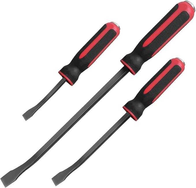 ROTATION Pry Bar Set, Strike Cap Handle, Angled Tip, Rust proof finish, Machanic Tools for prying, scraping, lifting, pulling | 3pcs Hand Tools Set