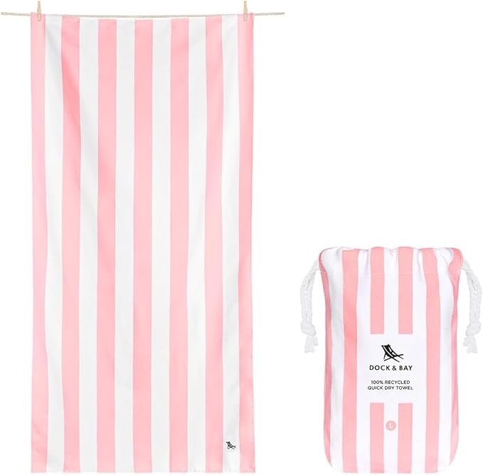 Dock & Bay Beach Towel - Quick Dry, Sand Free - Compact, Lightweight - 100% Recycled - Includes Bag - Set of 4 - Cabana Classics, Large (160x90cm, 63x35)