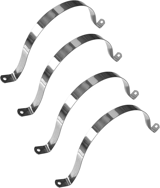 4 Pcs 8inch Rigid Pipe Strap,Two Hole Stainless Steel Strap U Bracket, Widened Tube Strap Tension Clip Assortment Kit Heavy Duty Pipe Clamp for Pipe Fixing（219mm）