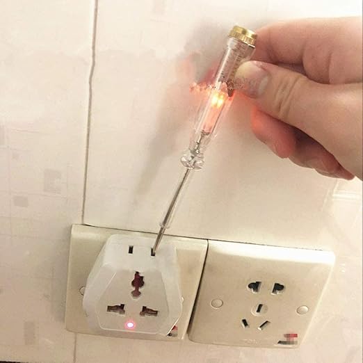 Fielect Test Screwdriver, Voltage Detector Pen Light Circuit Tester Electric Test Pen Screwdriver Neon Tube AC/DC 100-500V Clear 1pcs