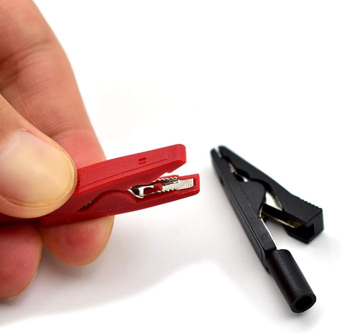 10Pcs Red and Black Insulated Safety Multimeter Test Leads with Mini Alligator Clips Crocodile Clamp Clips for 2mm Test Probe Banana Plug Connector